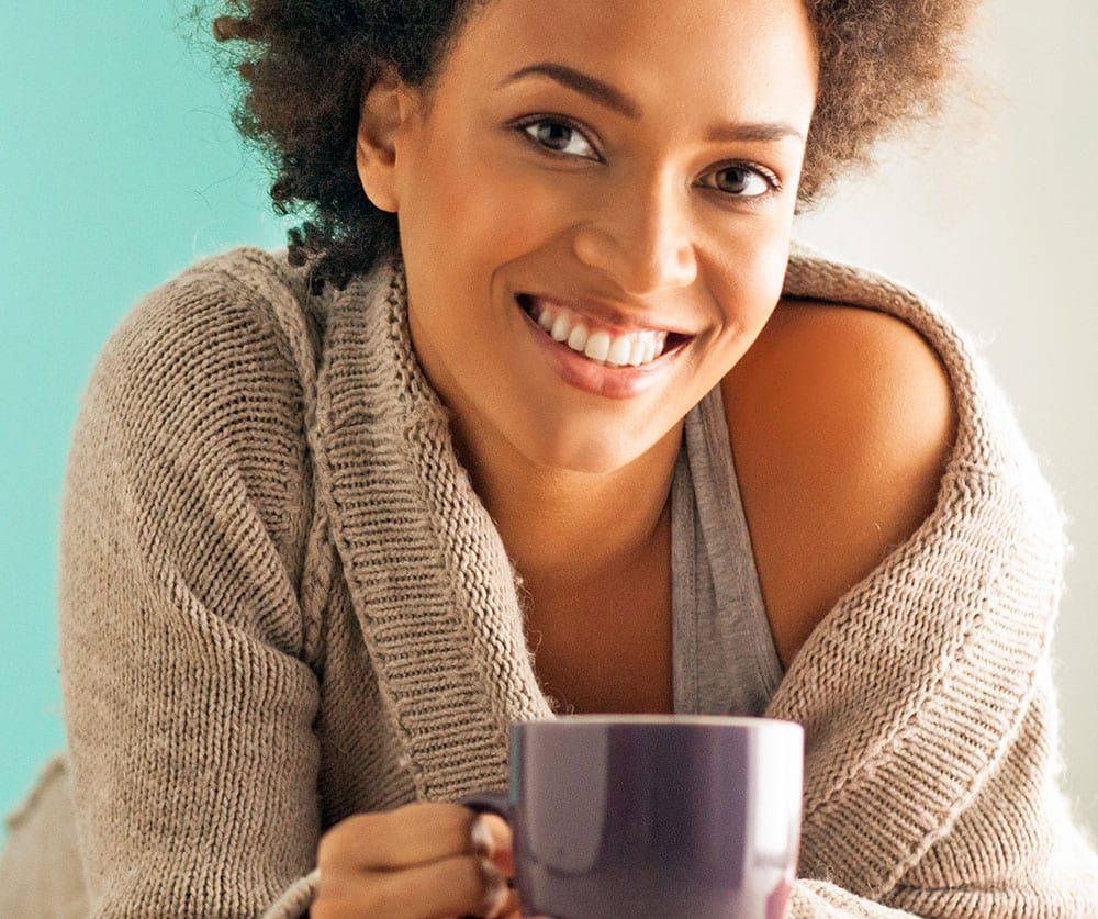 Closed up photo of adult woman with relieved expression in their face